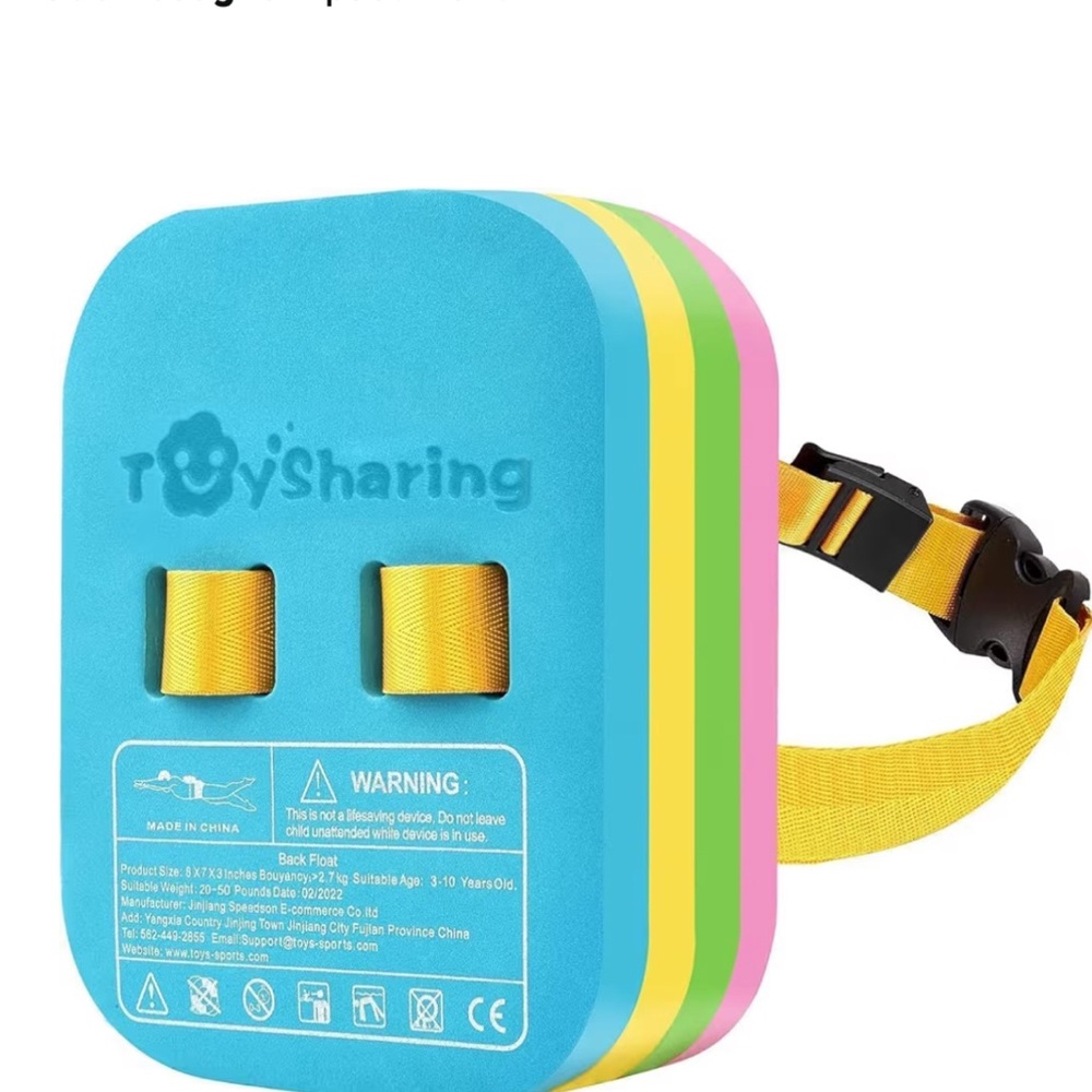 Kids Swim Float with Adjustable Strap - Blue, Yellow, Pink, Green